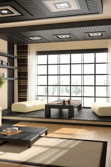 Бежова и черна дневна в японски стил