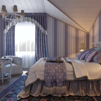 Красива таванска спалня в стил Прованс