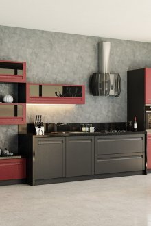 Rotes und schwarzes Küchendesign