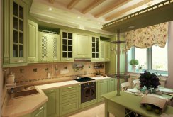 Dapur beige dan hijau yang indah