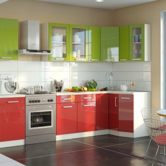 Малка червено-зелена кухня
