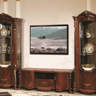 Тъмнокафява стена в хола в бароков стил