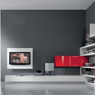 Високотехнологична ъглова стена в хола