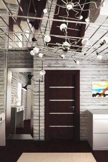 Стая с тапицерия от дърво и огледален таван