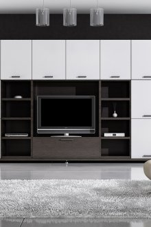 Бежови мебели в черно-бяла всекидневна