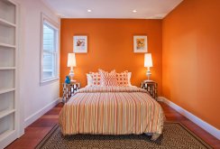 Orange and white bedroom