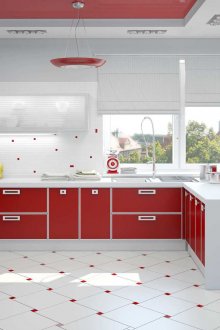 Roter und weißer Kücheninnenraum