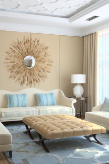 Бежова и синя всекидневна