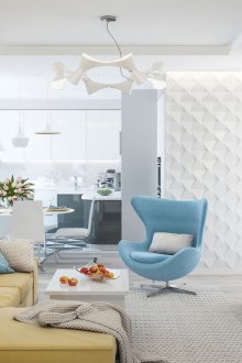 Сини акценти в интериора на хола