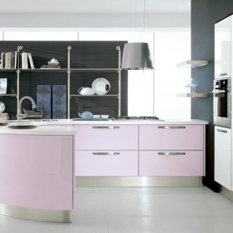 Радиус светло розова кухня