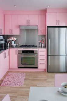 Розов сив кухненски комплект