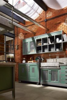 Gray-green loft style kitchen