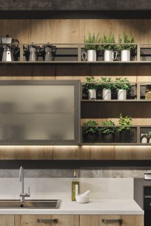Kitchen decoration in the loft style by plants