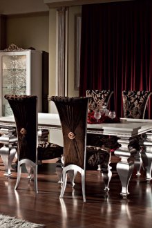 Мебел за трапезария със сребристо кафяво арт деко