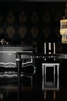 Мебел за трапезария в сребристо-черно арт деко