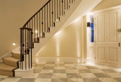 Beautiful lighting in the hallway with stairs