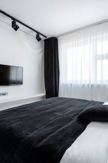 Bilik tidur Art Deco Besar Hitam dan Putih