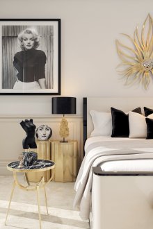 Bilik Tidur Art Deco Hitam dan Putih