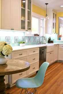 Жълто-сини стени в кухнята