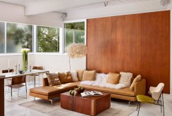 Wall decoration and walnut table in the living room