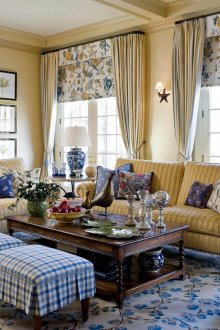 Мебели за хол в жълт и син цвят