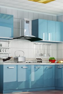 Малък кухненски комплект от синьо и бяло