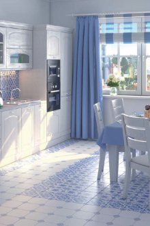 Бяла и синя кухня в стил Прованс