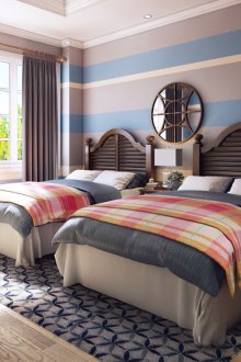 Jalur biru di dinding bilik tidur