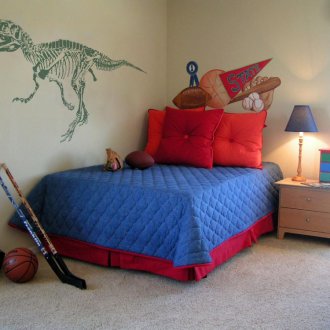 Lampu sisi katil di taman kanak-kanak dengan aksen biru