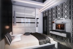 Small black and white classic style bedroom