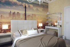 Wall mural with city view in the bedroom