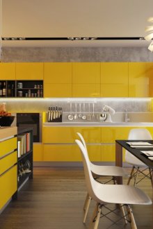 Красив жълт кухненски комплект