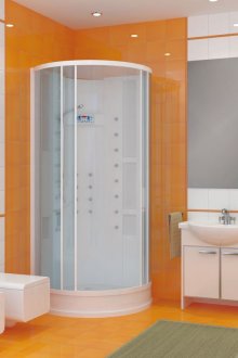 Ярка мозайка в бяла и оранжева баня