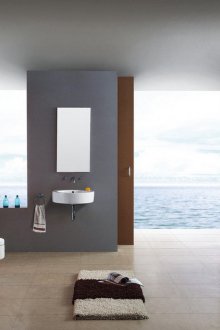 Оранжеви противоположни стени в банята