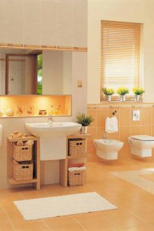 Оранжева ниша, под и част от стената в банята