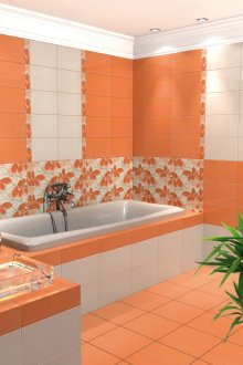 Оранжев и бял дизайн на баня