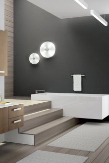 Кафяви и бели мебели за хай-тек баня