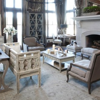 Gray and white shabby chic living room