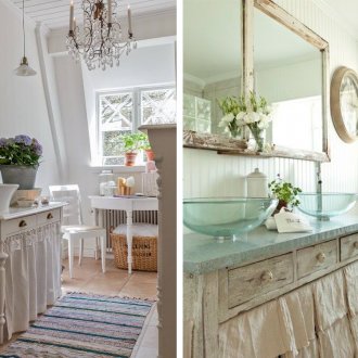 Wooden furniture in the bathrooms in the style of shabby chic