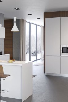 Weiße und braune minimalistische Möbel