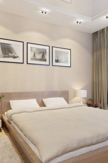 Bilik tidur moden dalam warna kuning air.