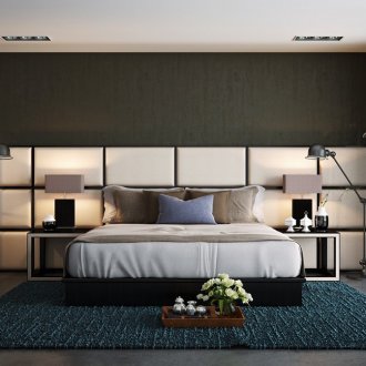 Panel beige di dalam bilik tidur