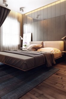 Katil dan dinding di dalam bilik tidur