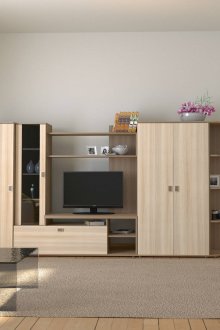 Бежова стена в хола, изработена от пепел