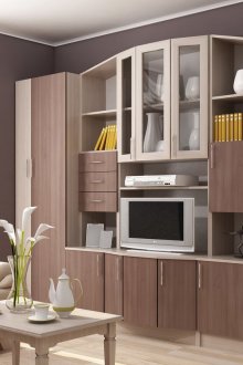 Кафява и бежова стена от пепел в светъл хол