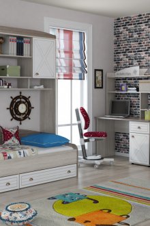 Мебели от бял и сив дъб в детската стая