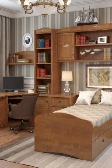 Кафяв комплект мебели за детската стая