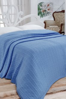 Синьо голямо плетено покривало