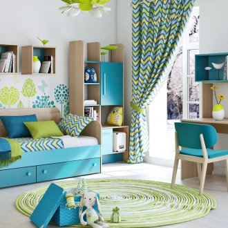 Светло зелено и тюркоазено покривало в детската стая