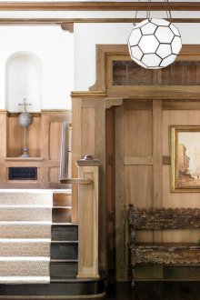 Geometric chandelier in the hallway